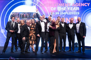 Connex Education Partnership accepting one of the two awards we won at Recruiter awards 2024